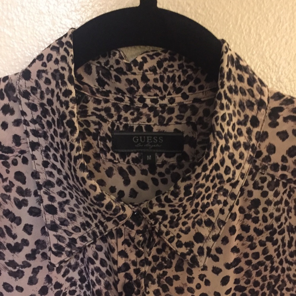 Guess Animal Print Button-Down Blouse - image 2